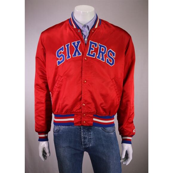 Philadelphia 76ers Sixers Vintage Starter Satin Jacket 80's Pro Line Dr. J Large - Picture 1 of 11